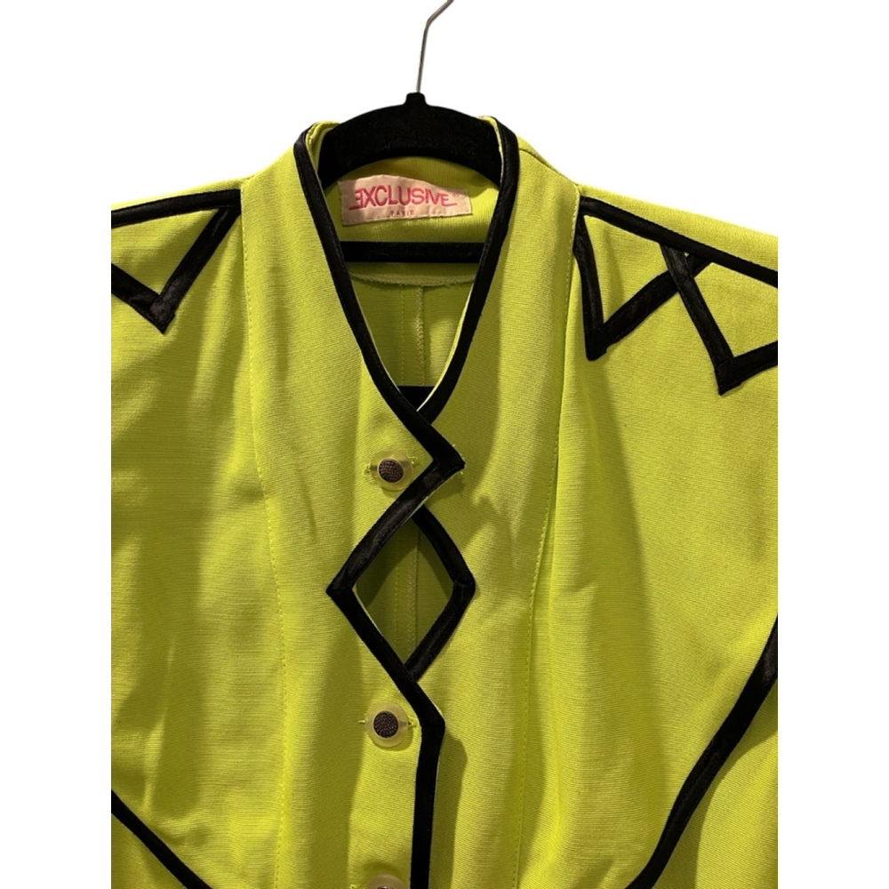 Vintage 80's Exclusive Paris Retro New Wave Button Down Shirt Size Small Green - Picture 3 of 12